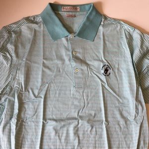 Martin golf shirt turquoise & white stripes
